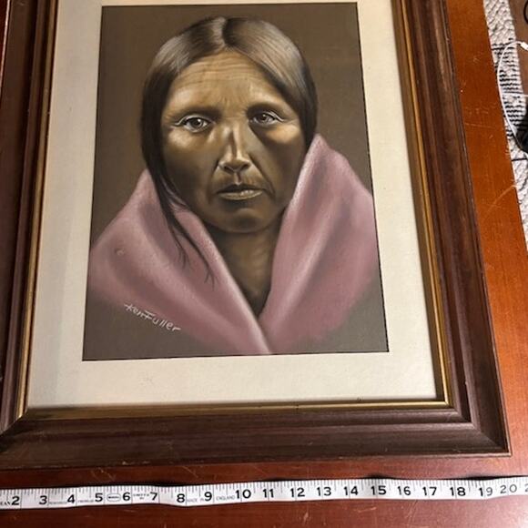 Hyper Realistic Original Art Color Pastel Drawing Indigenous Woman by Ken Fuller - Picture 9 of 9